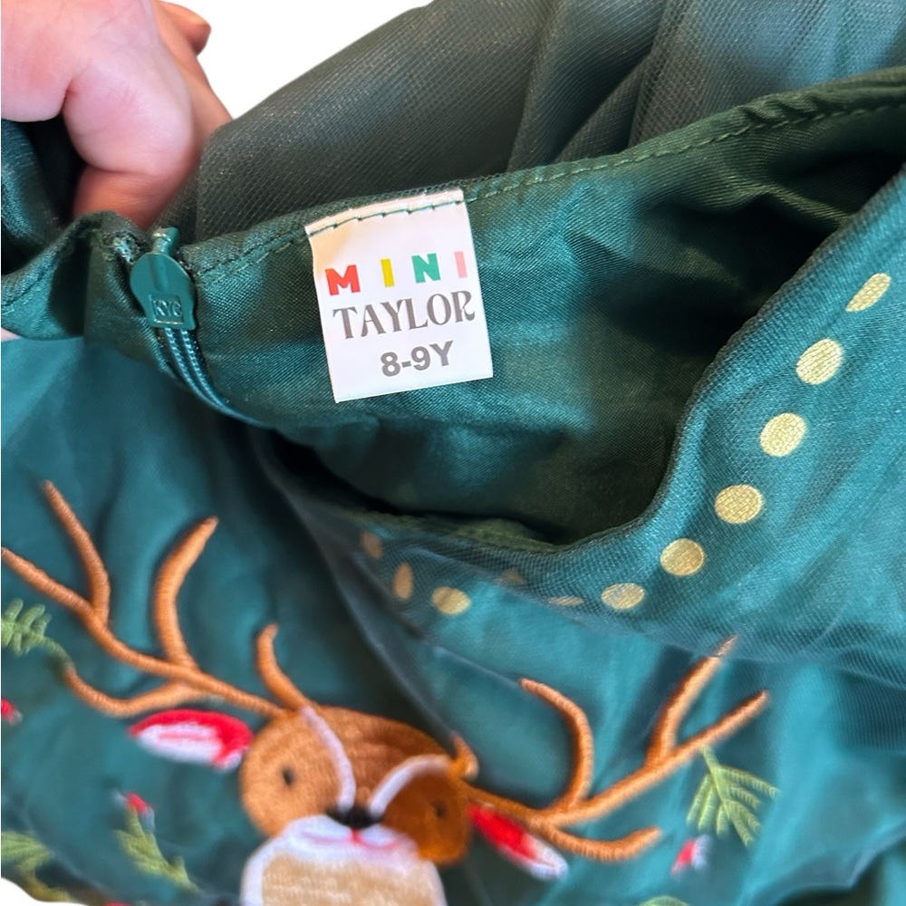 Mini Taylor Festival Reindeer Embroidery Tulle Dress - Picture 3 of 4
